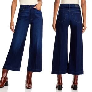 Paige Anessa Dark Blue Stretch-Denim High-Rise Crop Jeans (Sz 26)
